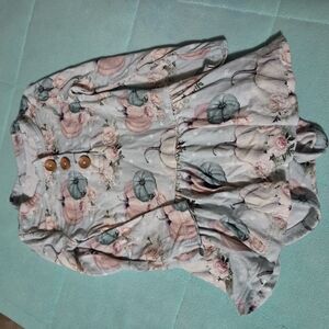 Posh Peanut Pumpkin Floral Long Sleeve Baby Dress Twirl with Buttons Jackie 6-12